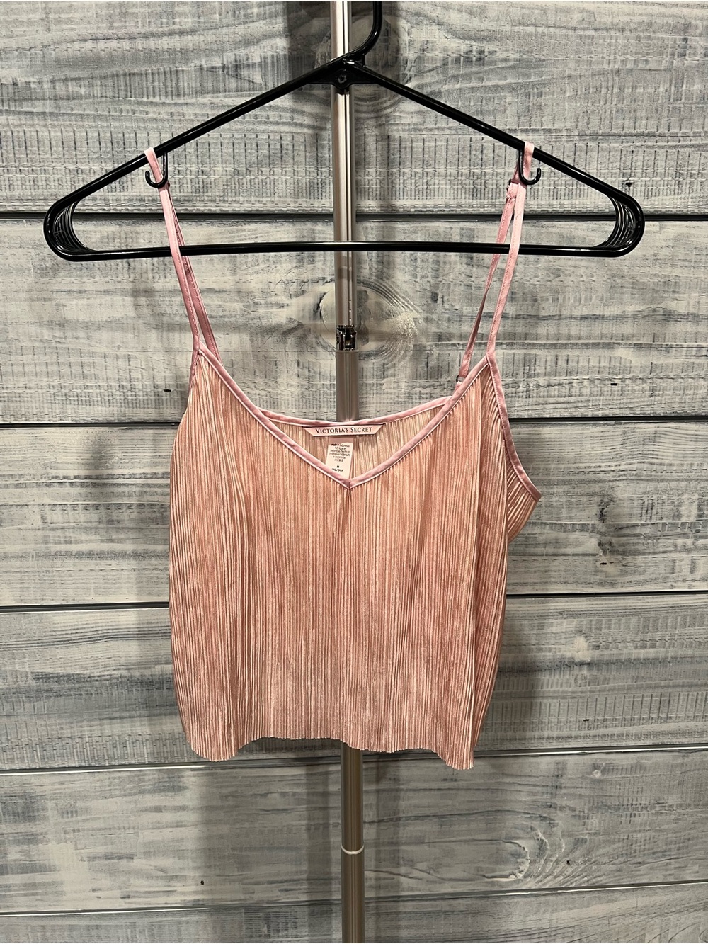 Victoria's Secret Pink Pleated Velvet-Texture Spaghetti Strap Camisole